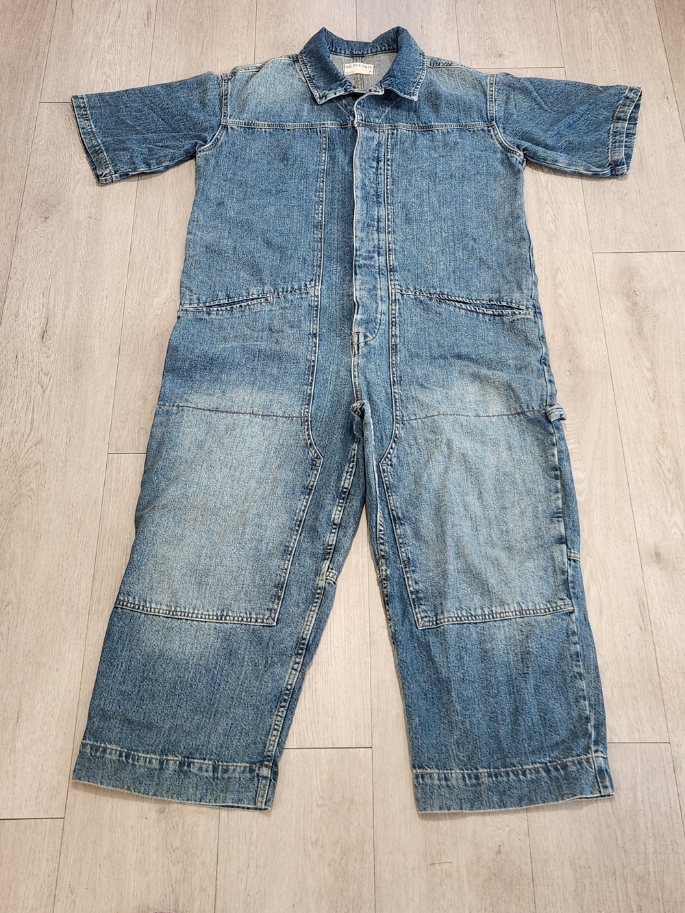 we the free people short sleeve denim coveralls boiler suit jumpsuit M